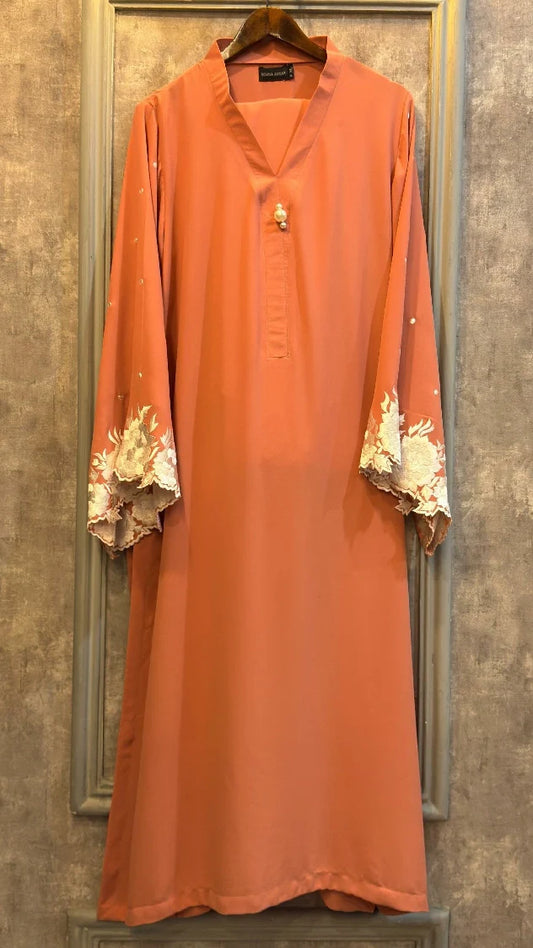 Picture of Manahils - Peach Embroidered Set - Available at Raja Sahib