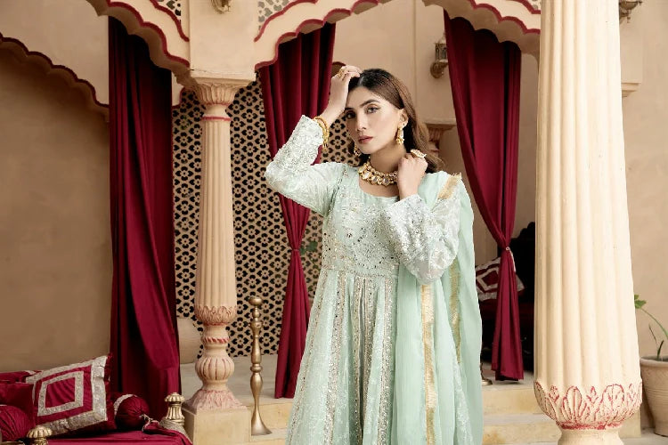 Picture of Manahils - Kurti-B-007-Aqua - Available at Raja Sahib