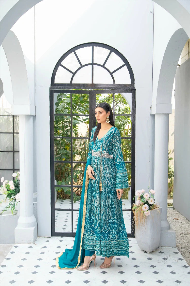 Picture of Manahils - Kurti 105-Teal - Available at Raja Sahib