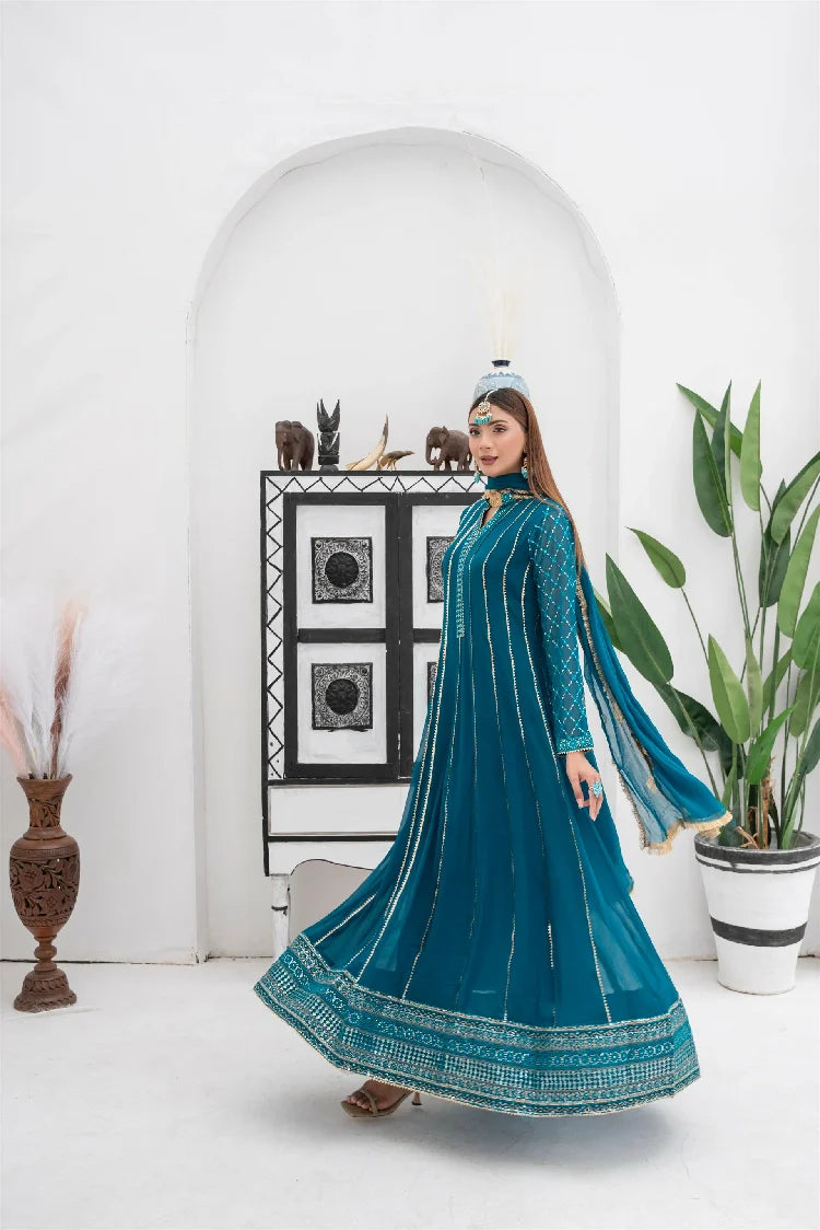 Picture of Manahils - Kurti 106-Teal - Available at Raja Sahib