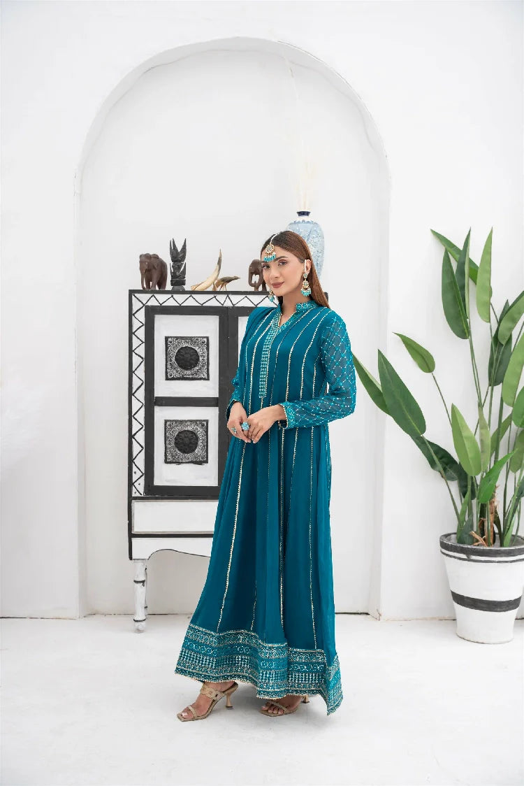 Picture of Manahils - Kurti 106-Teal - Available at Raja Sahib