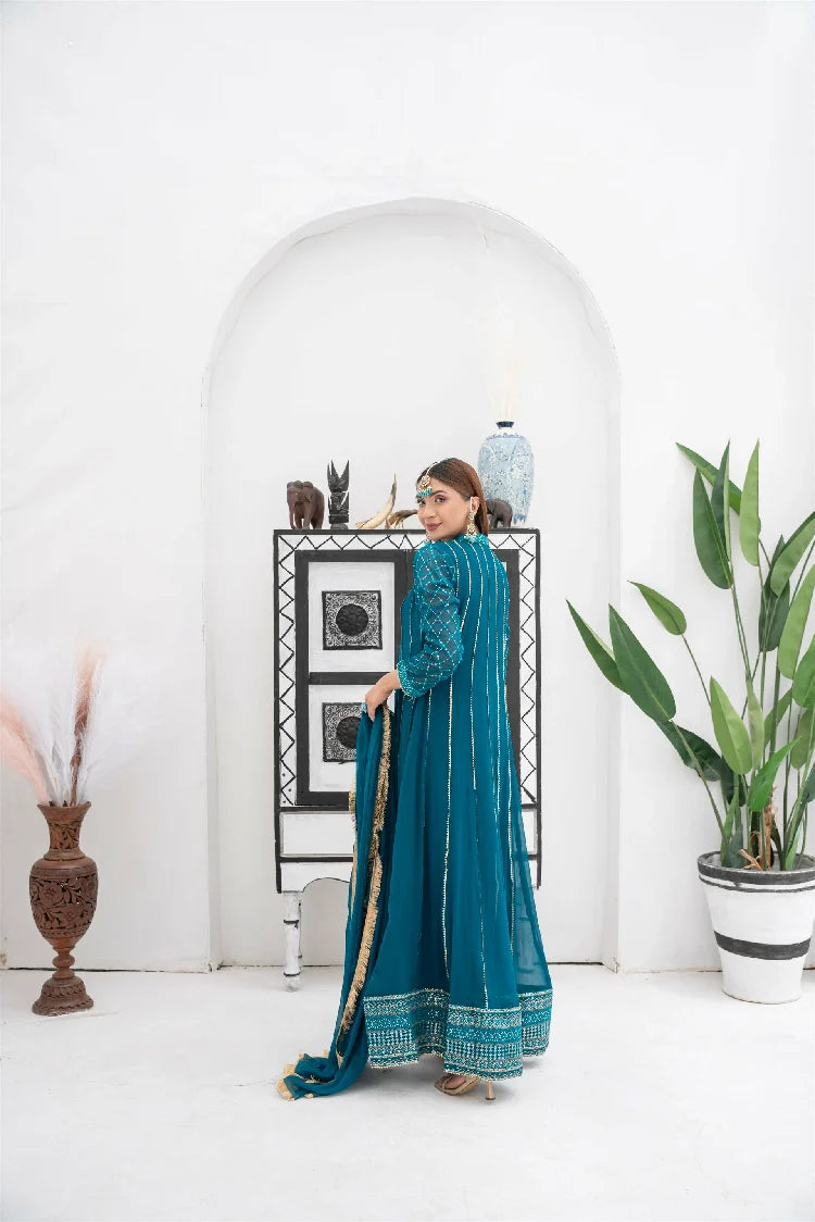 Picture of Manahils - Kurti 106-Teal - Available at Raja Sahib