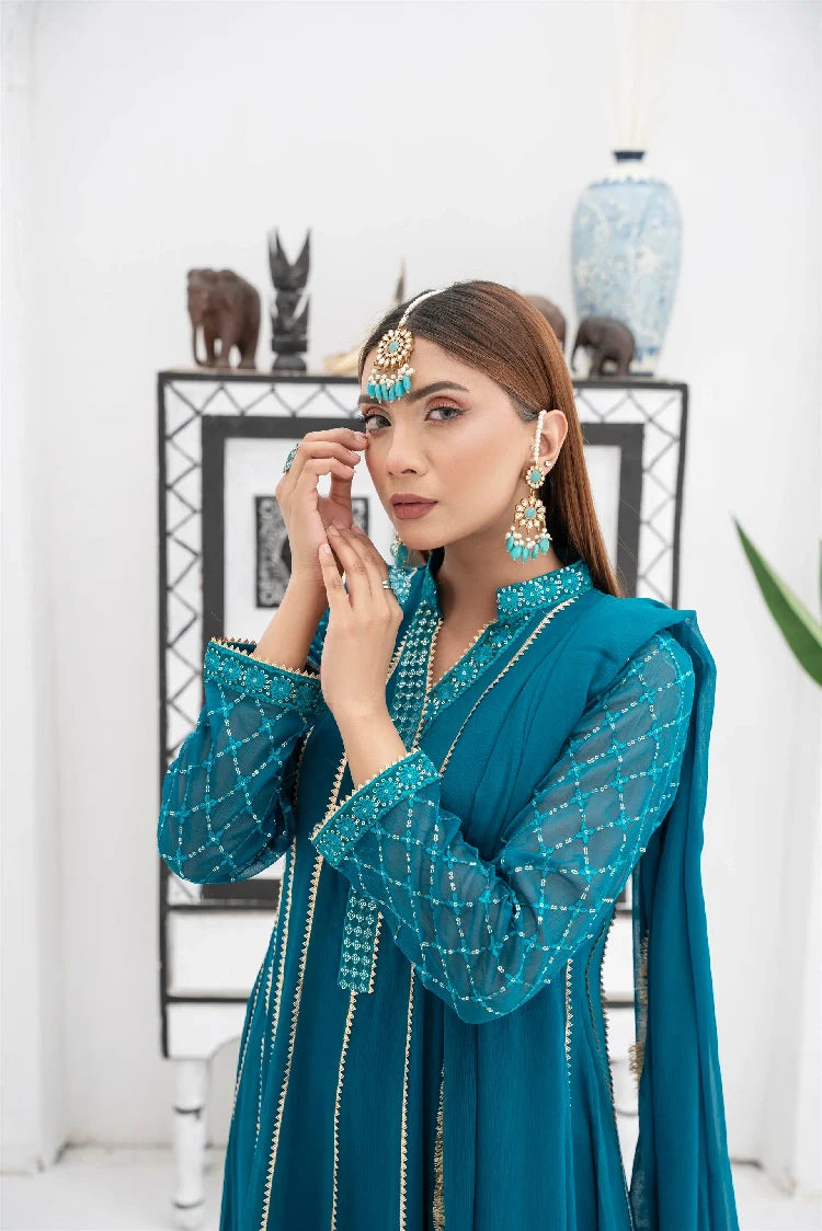 Picture of Manahils - Kurti 106-Teal - Available at Raja Sahib