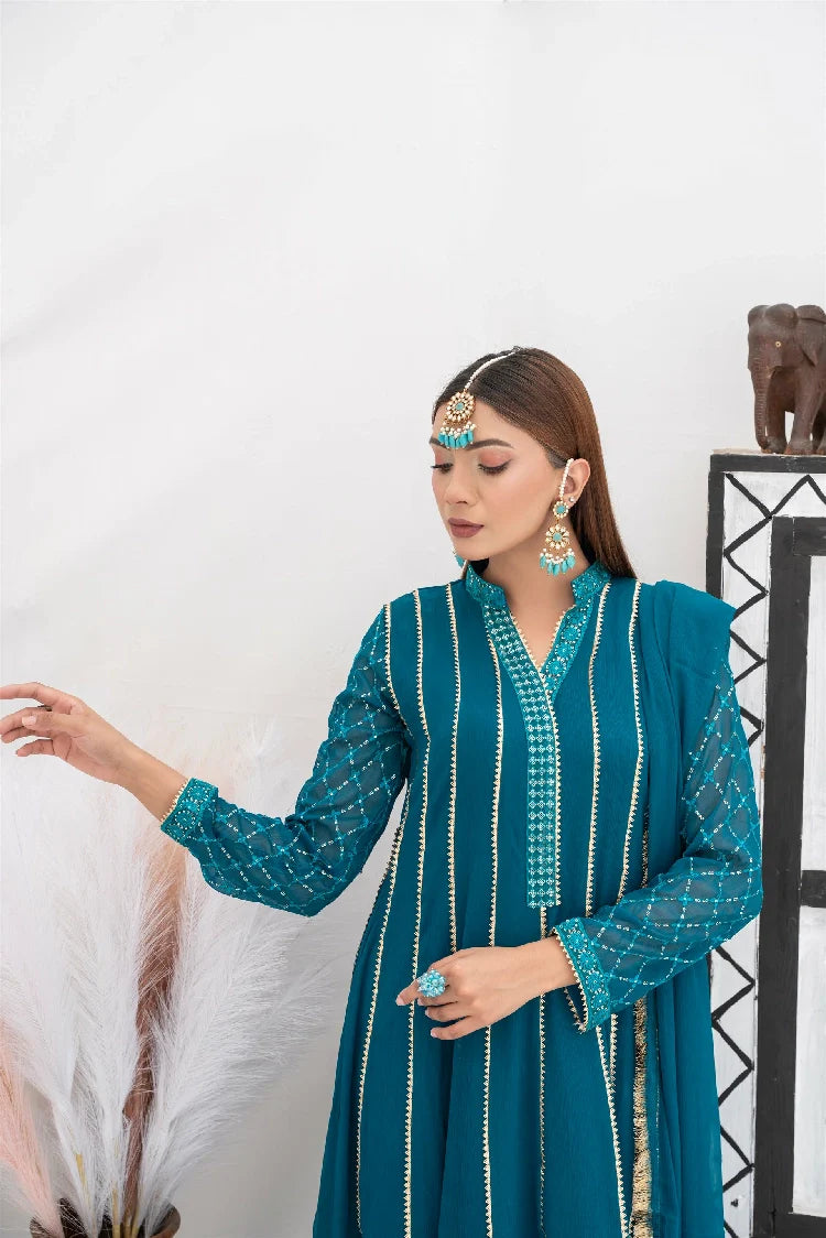 Picture of Manahils - Kurti 106-Teal - Available at Raja Sahib