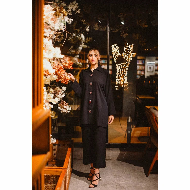 Picture of Manahils - Lady Bird Black Co-Ord Set - Available at Raja Sahib