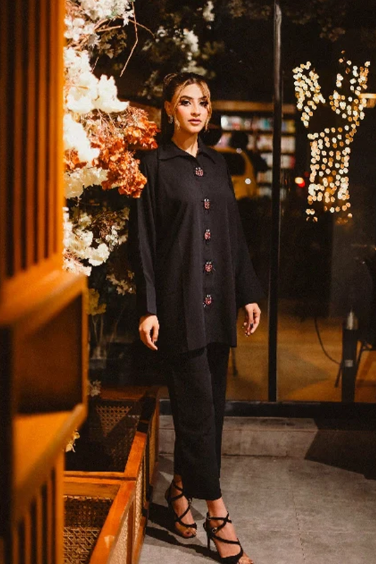 Picture of Manahils - Lady Bird Black Co-Ord Set - Available at Raja Sahib