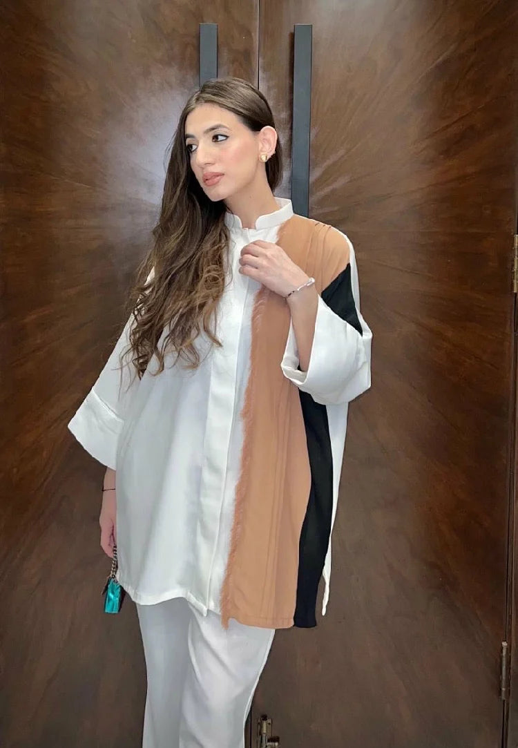 Picture of Manahils - Neutral Fringes White - Available at Raja Sahib