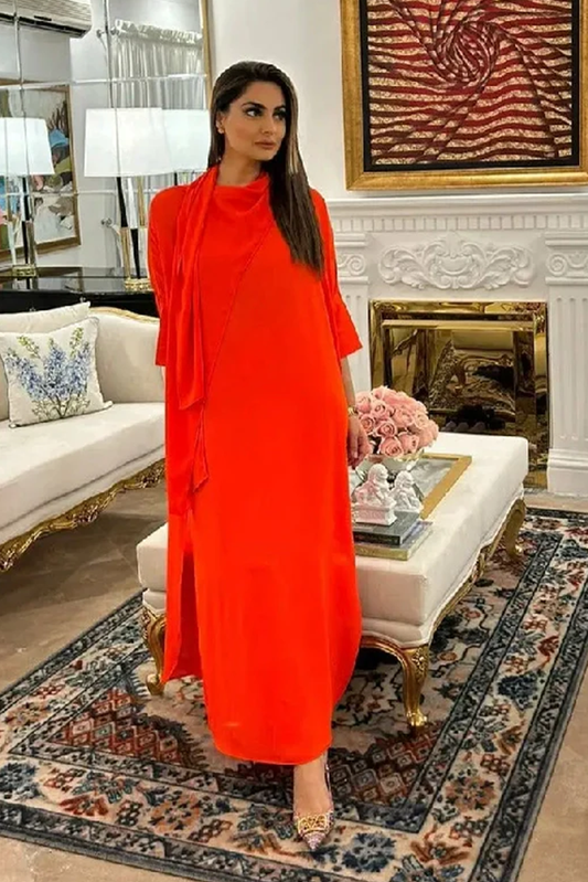 Picture of Manahils - Orange Blend Drape (Two Pc) - Available at Raja Sahib