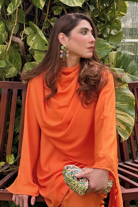 Picture of Manahils - Orange Drape - Available at Raja Sahib
