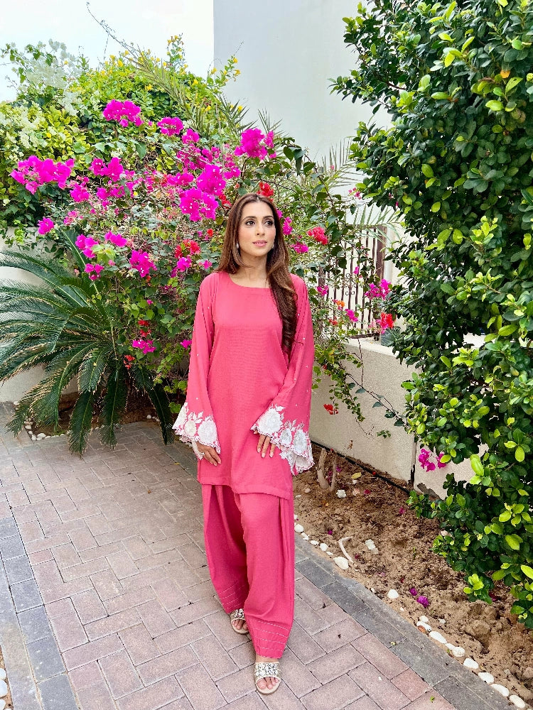 Picture of Manahils - Peach Embroidered Two Pc - Available at Raja Sahib