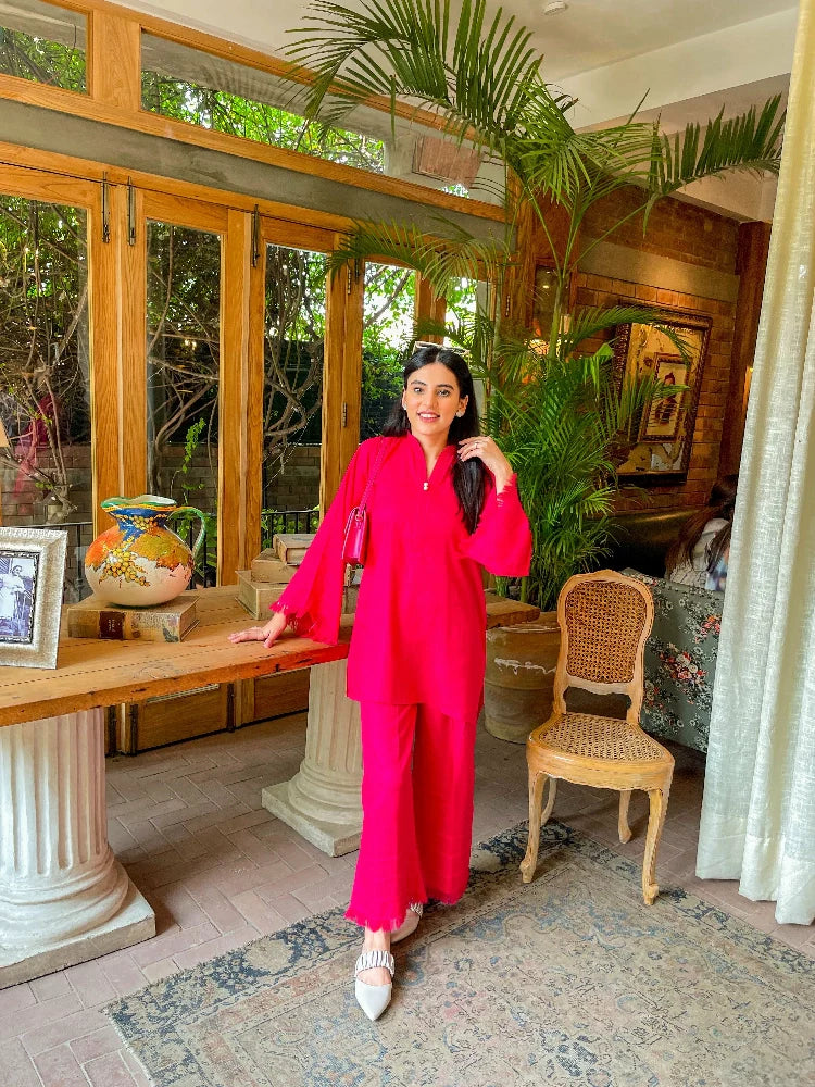 Picture of Manahils - Pink Marina Co-Ord Set - Available at Raja Sahib