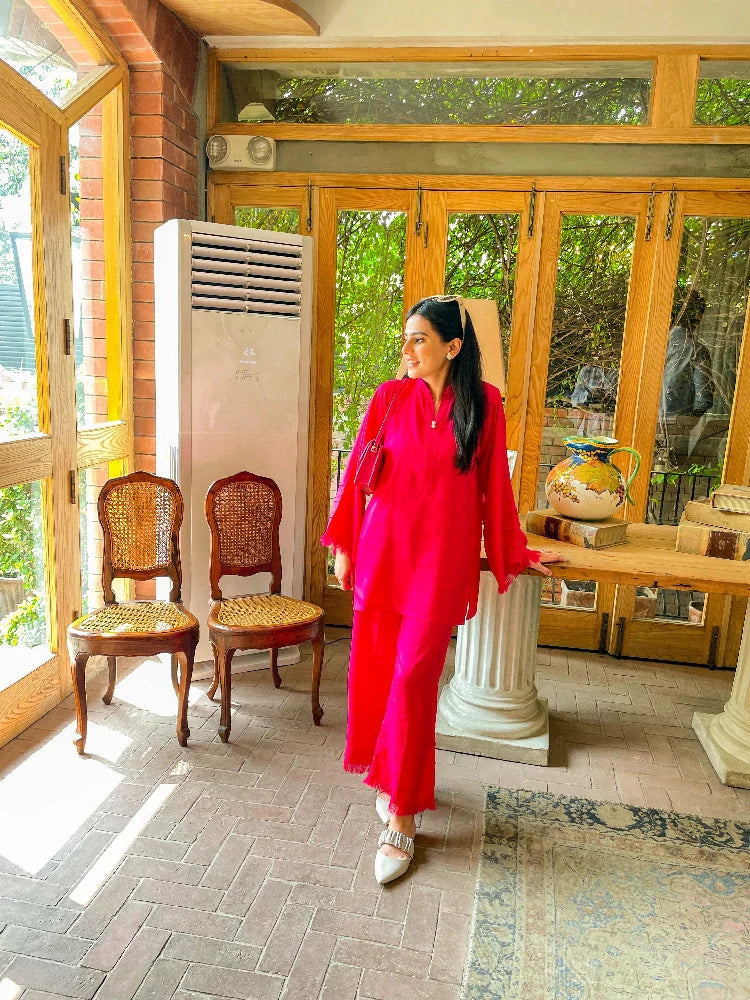 Picture of Manahils - Pink Marina Co-Ord Set - Available at Raja Sahib