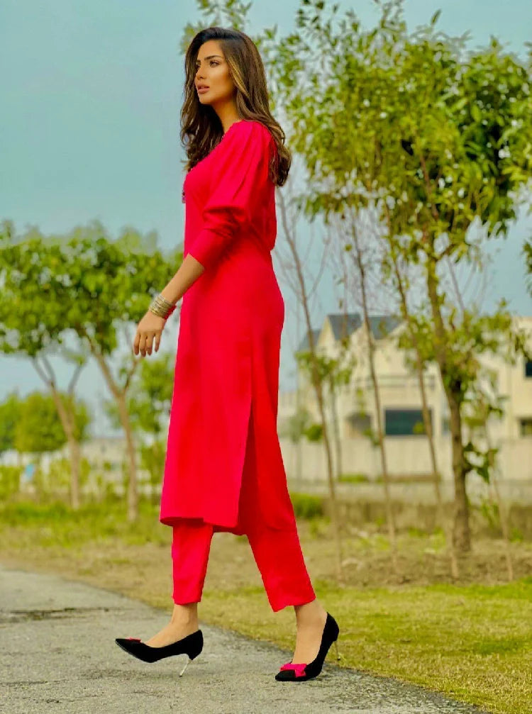 Picture of Manahils - Pink Marina Tunic - Available at Raja Sahib