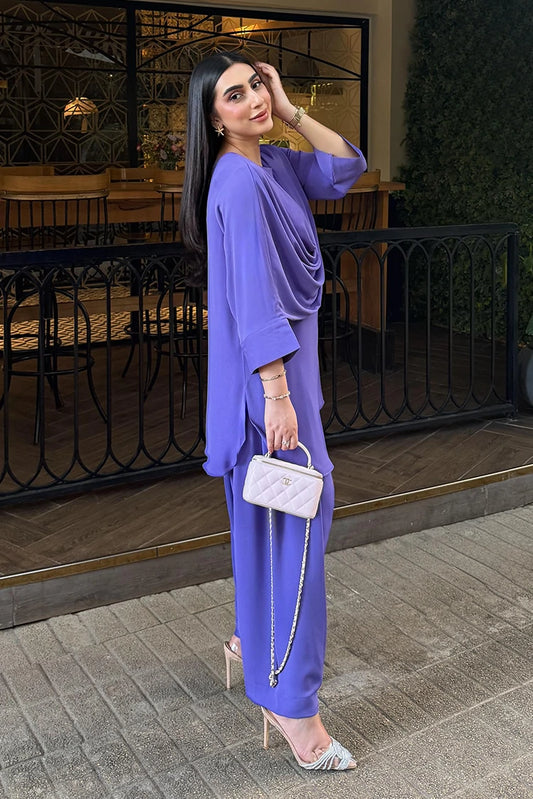 Picture of Manahils - Peri Purple Drape - Available at Raja Sahib