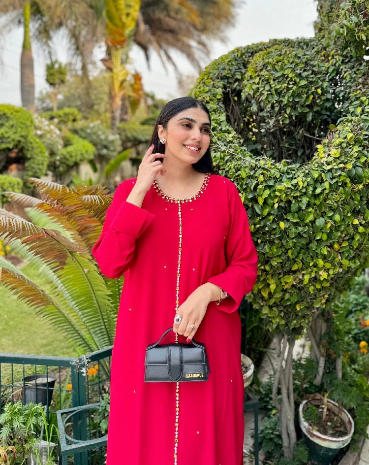 Picture of Manahils - Red Embellished Swarovski - Available at Raja Sahib