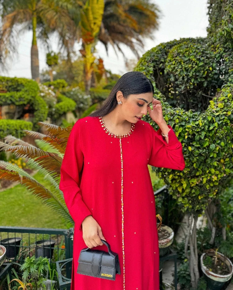 Picture of Manahils - Red Embellished Swarovski - Available at Raja Sahib