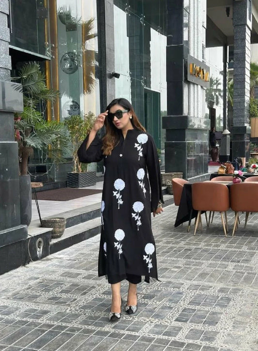 Picture of Manahils - Flower Embroidered Two Pc - Available at Raja Sahib