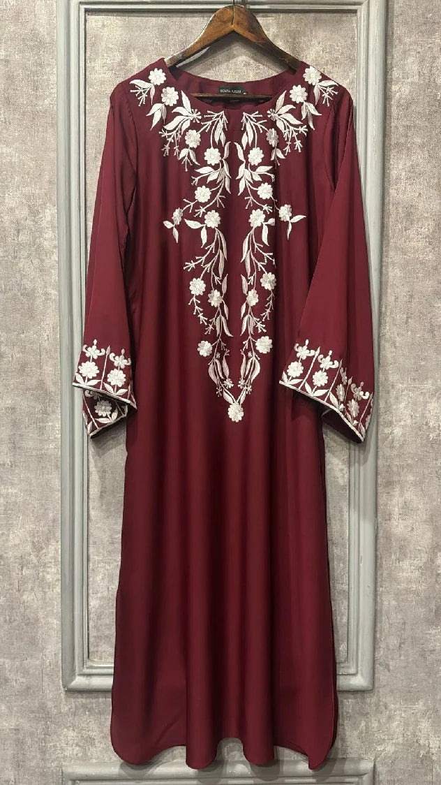 Picture of Manahils - Burgundy Embroidered Set - Available at Raja Sahib