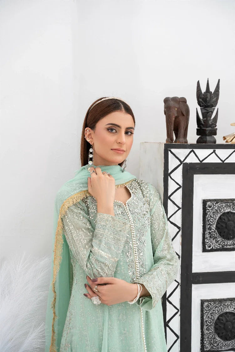 Picture of Manahils - Sw 04-Pastel Green - Available at Raja Sahib