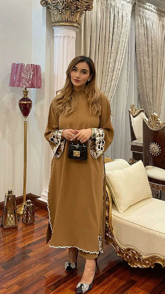Picture of Manahils - Camel Brown Scallop - Available at Raja Sahib