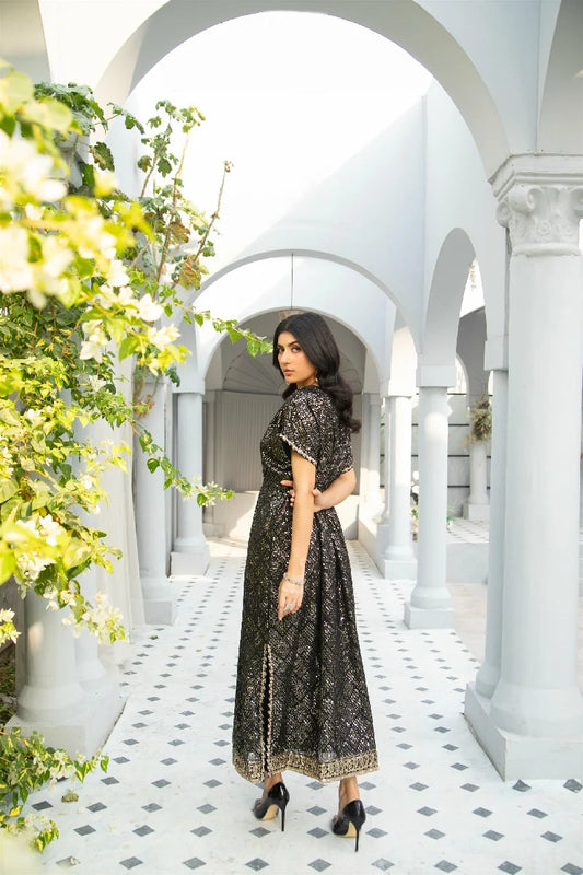 Picture of Manahils - Wa 03-Kaftan-Black - Available at Raja Sahib