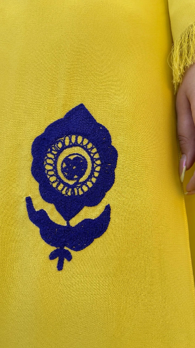 Picture of Manahils - Yellow Ari Embroidered Set - Available at Raja Sahib