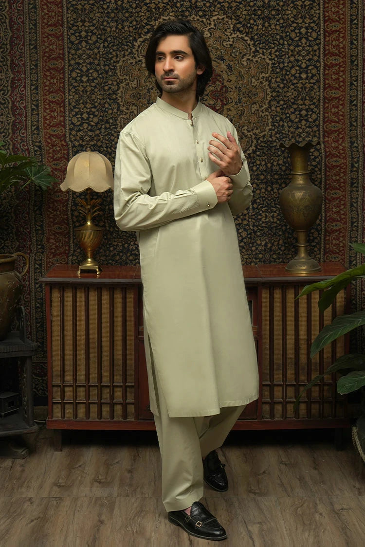 Picture of Maqsood Garments - Greenish Cotton Men's Kameez Shalwar - Available at Raja Sahib