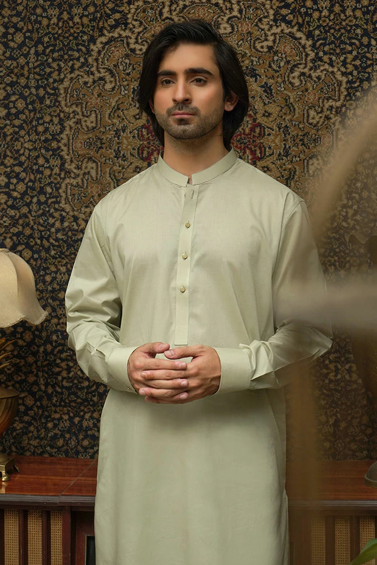 Picture of Maqsood Garments - Greenish Cotton Men's Kameez Shalwar - Available at Raja Sahib