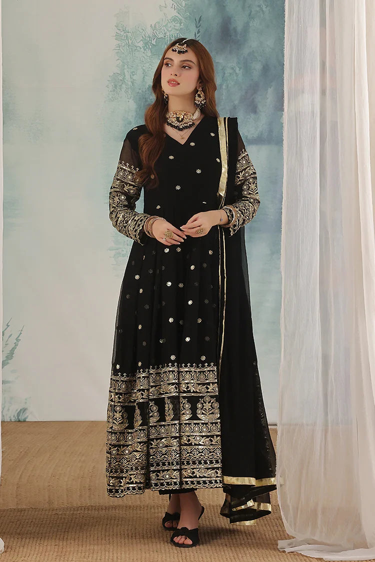 Picture of Alsiyaab - Adaa e Khaas - 3 Piece - Miraal - Black - Available at Raja Sahib