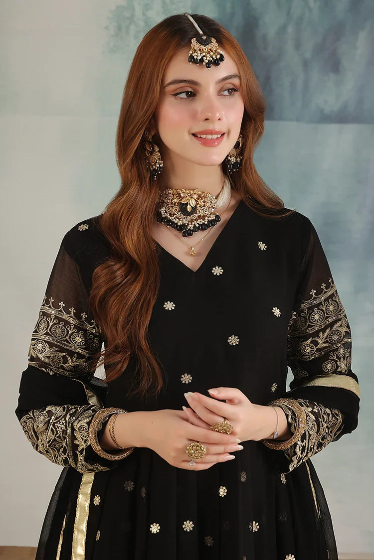 Picture of Alsiyaab - Adaa e Khaas - 3 Piece - Miraal - Black - Available at Raja Sahib