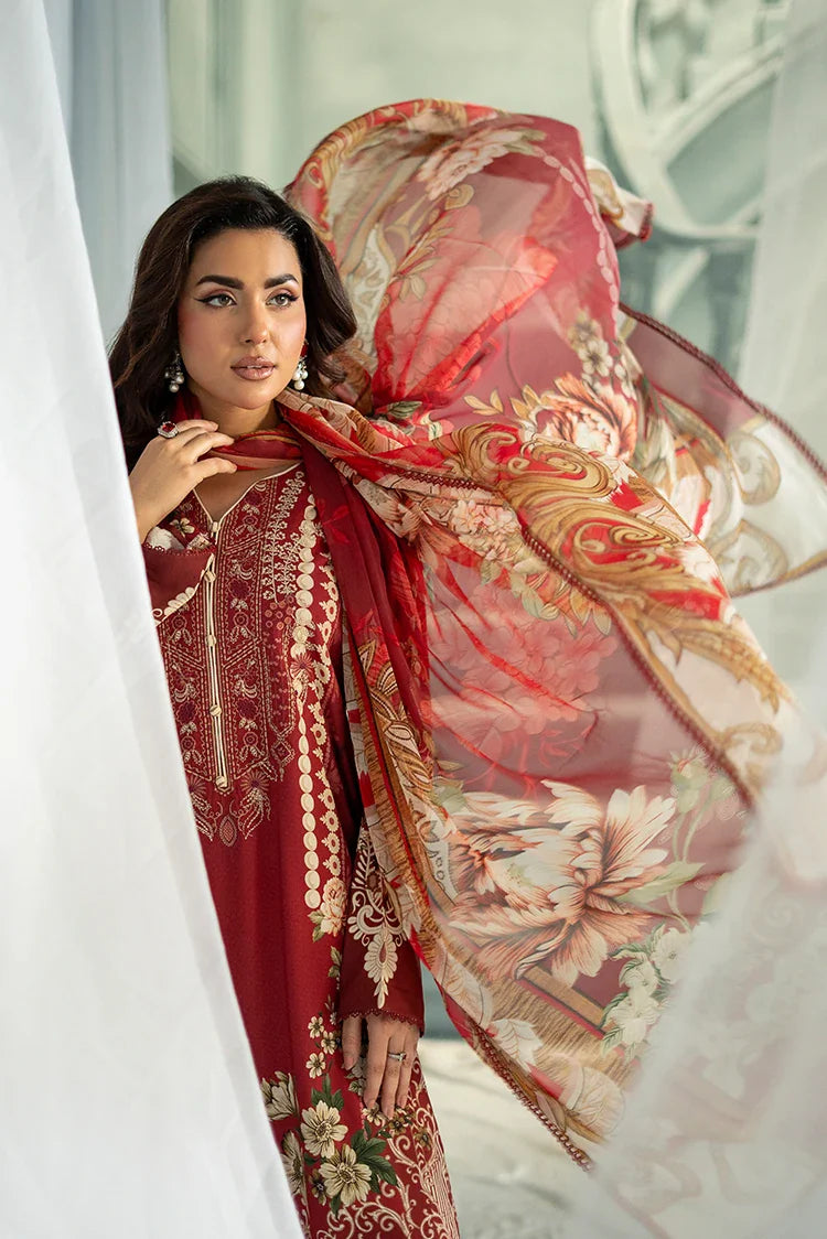 Picture of Meerak - 3 PC Embroidered Linen Pret - Rust Ember - Available at Raja Sahib