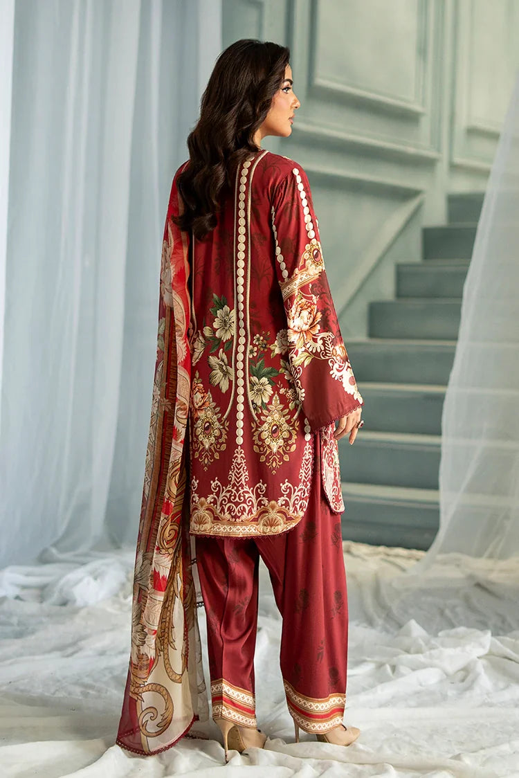 Picture of Meerak - 3 PC Embroidered Linen Pret - Rust Ember - Available at Raja Sahib