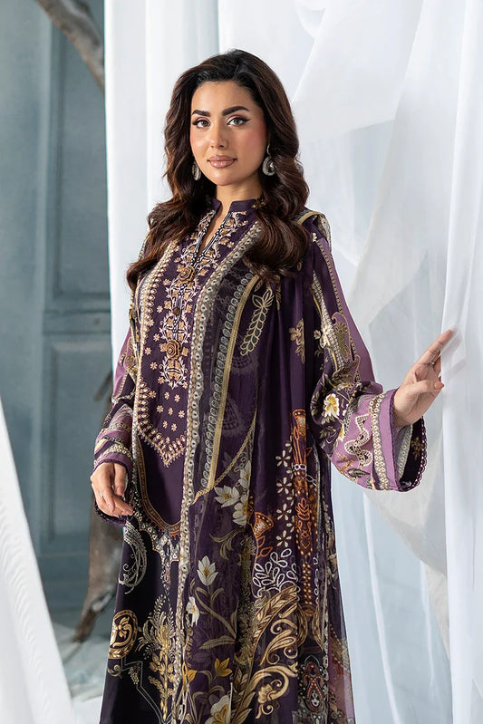 Picture of Meerak - 3 PC Embroidered Linen Pret - Royal Plum - Available at Raja Sahib