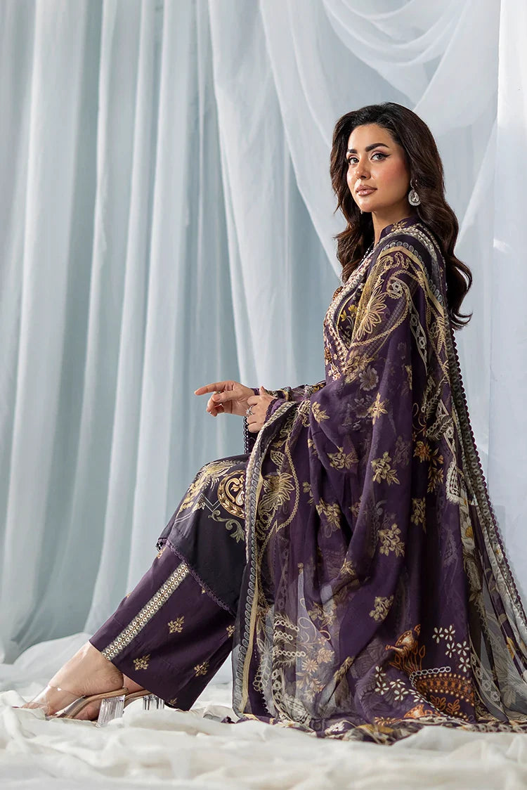 Picture of Meerak - 3 PC Embroidered Linen Pret - Royal Plum - Available at Raja Sahib