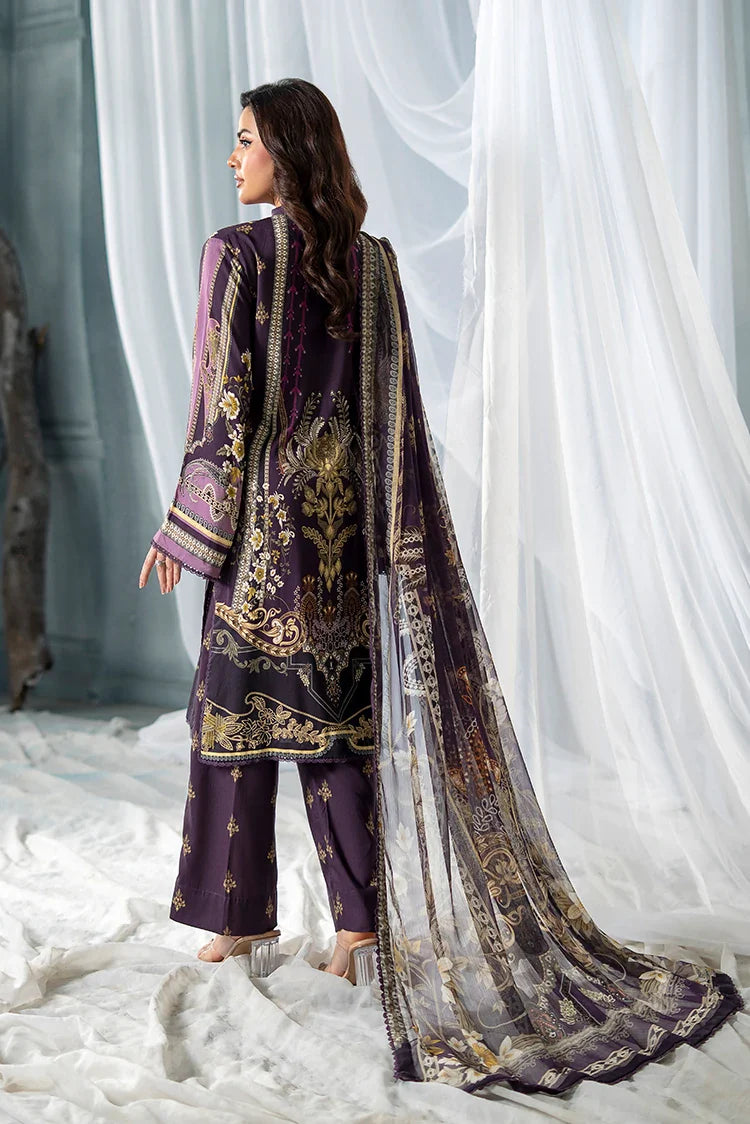 Picture of Meerak - 3 PC Embroidered Linen Pret - Royal Plum - Available at Raja Sahib