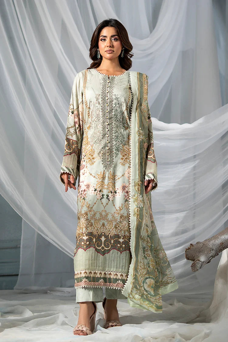 Picture of Meerak - 3 PC Embroidered Linen Pret - Sage Bloom - Available at Raja Sahib