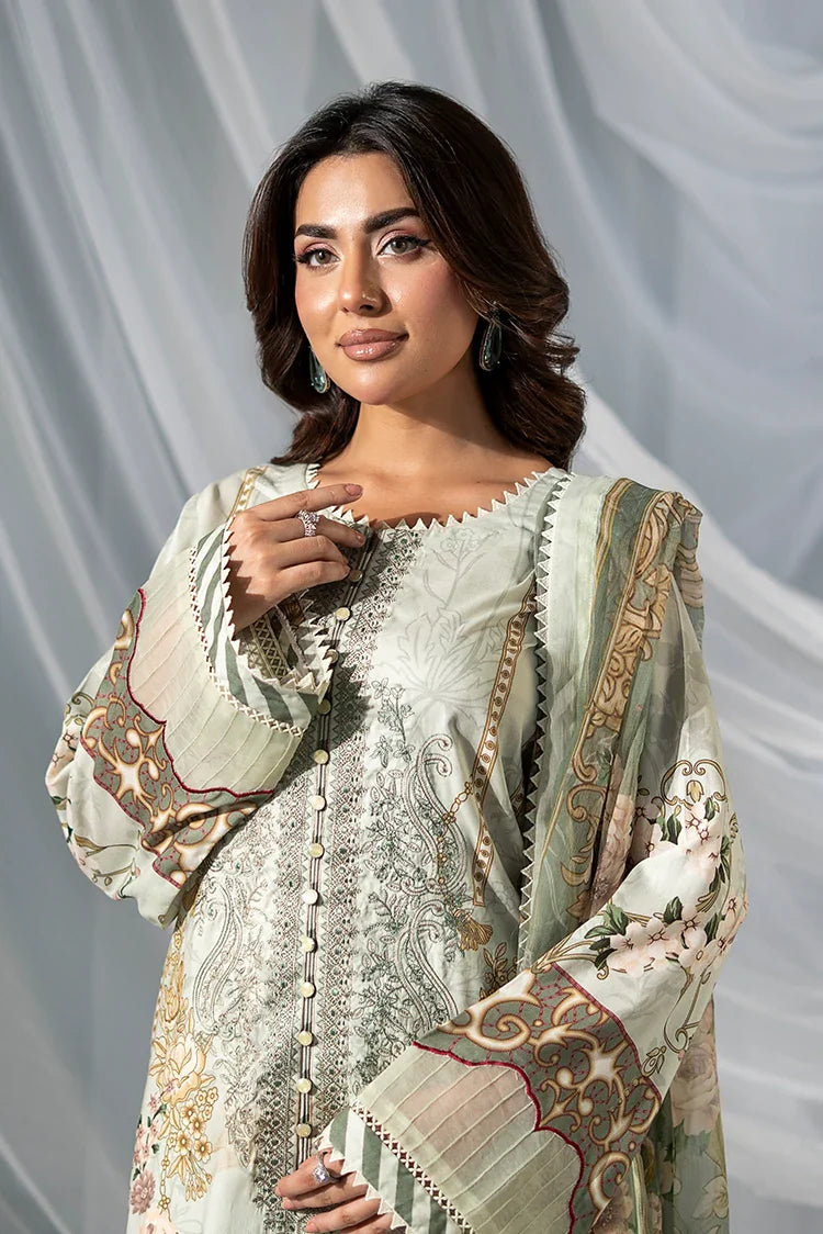 Picture of Meerak - 3 PC Embroidered Linen Pret - Sage Bloom - Available at Raja Sahib