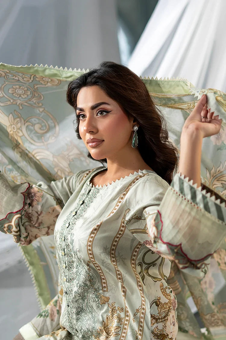 Picture of Meerak - 3 PC Embroidered Linen Pret - Sage Bloom - Available at Raja Sahib