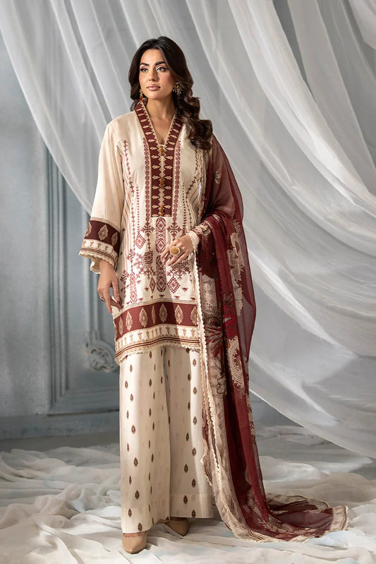 Picture of Meerak - 3 PC Embroidered Linen Pret - Beige Rose - Available at Raja Sahib