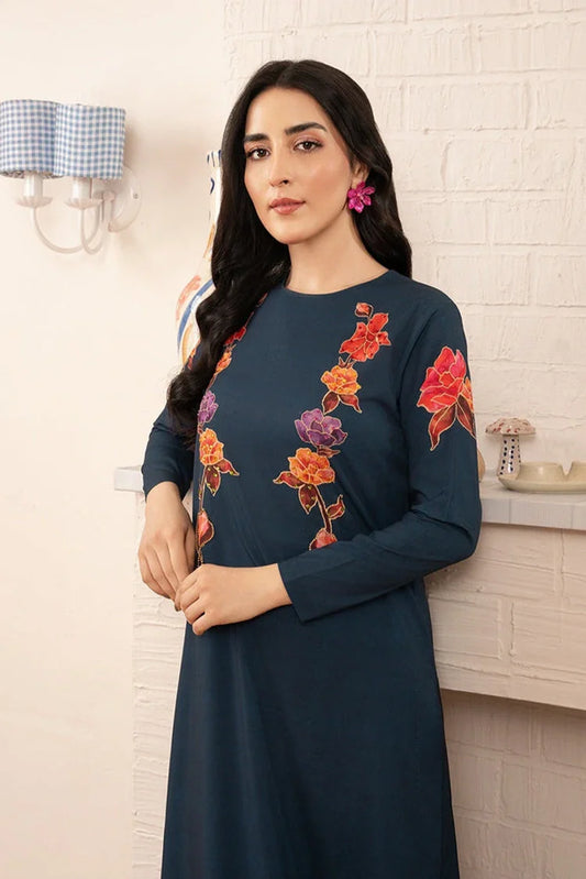 Picture of Stitch Vibes - Morganite RTW Collection - 2 PC - Dark Navy Dress - Available at Raja Sahib