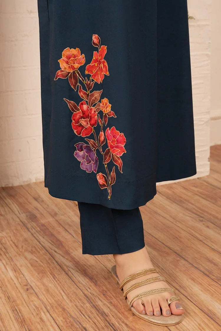 Picture of Stitch Vibes - Morganite RTW Collection - 2 PC - Dark Navy Dress - Available at Raja Sahib