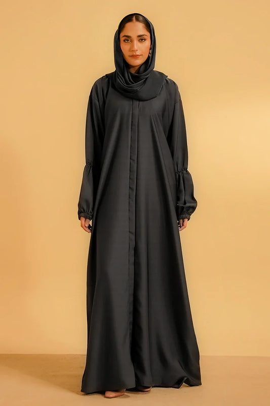 Picture of Divinely Crafted - Basic Gathered Sleeves Abaya - Grey - Available at Raja Sahib