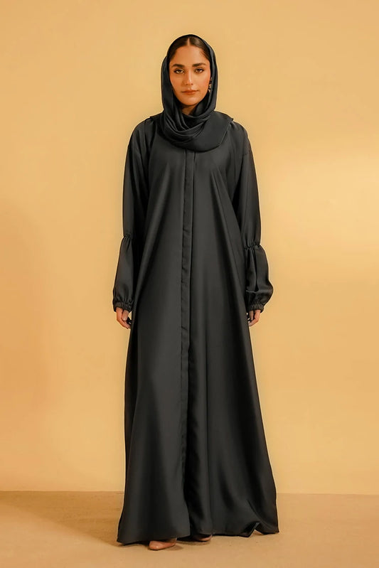Divinely Crafted - Basic Gathered Sleeves Abaya Set - Grey