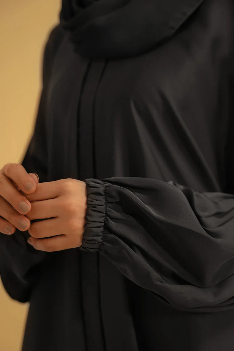 Picture of Divinely Crafted - Basic Gathered Sleeves Abaya - Grey - Available at Raja Sahib
