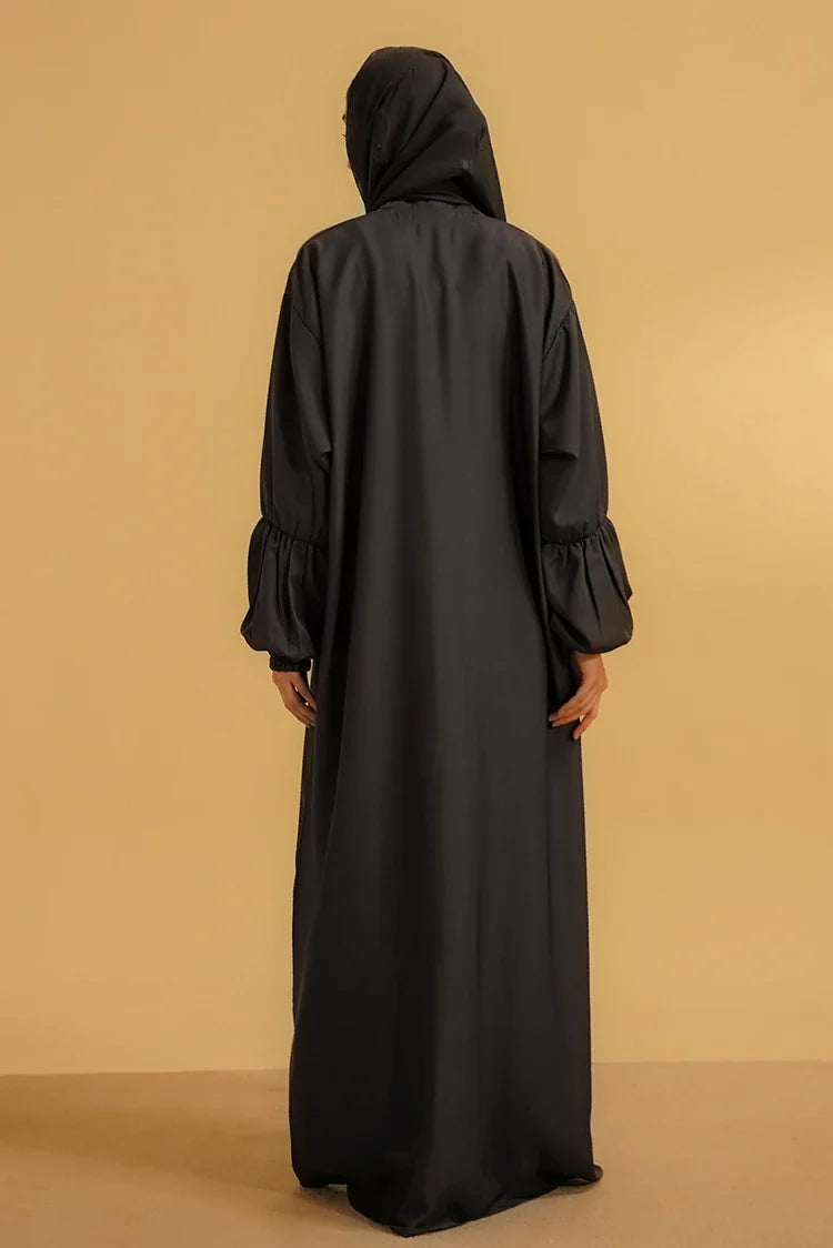 Picture of Divinely Crafted - Basic Gathered Sleeves Abaya - Grey - Available at Raja Sahib