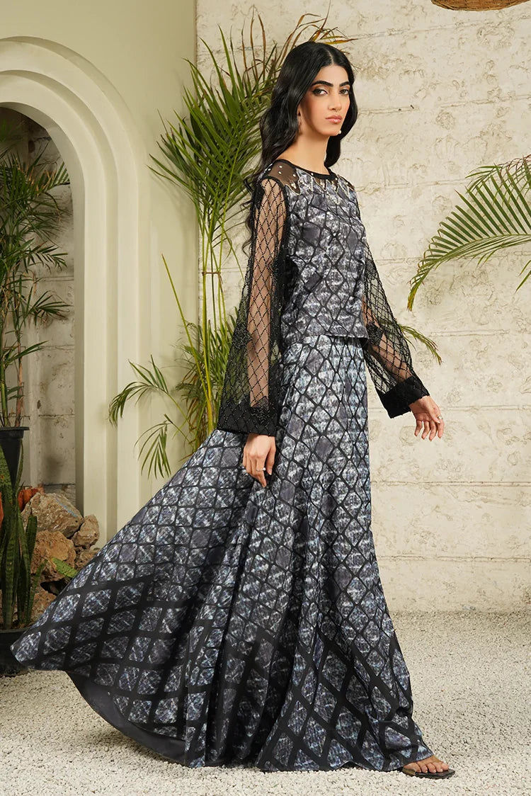 Picture of Stitch Vibes - Ravayah Eid Collection Vol 1 - Serpent Noir Crop Top Skirt - Available at Raja Sahib