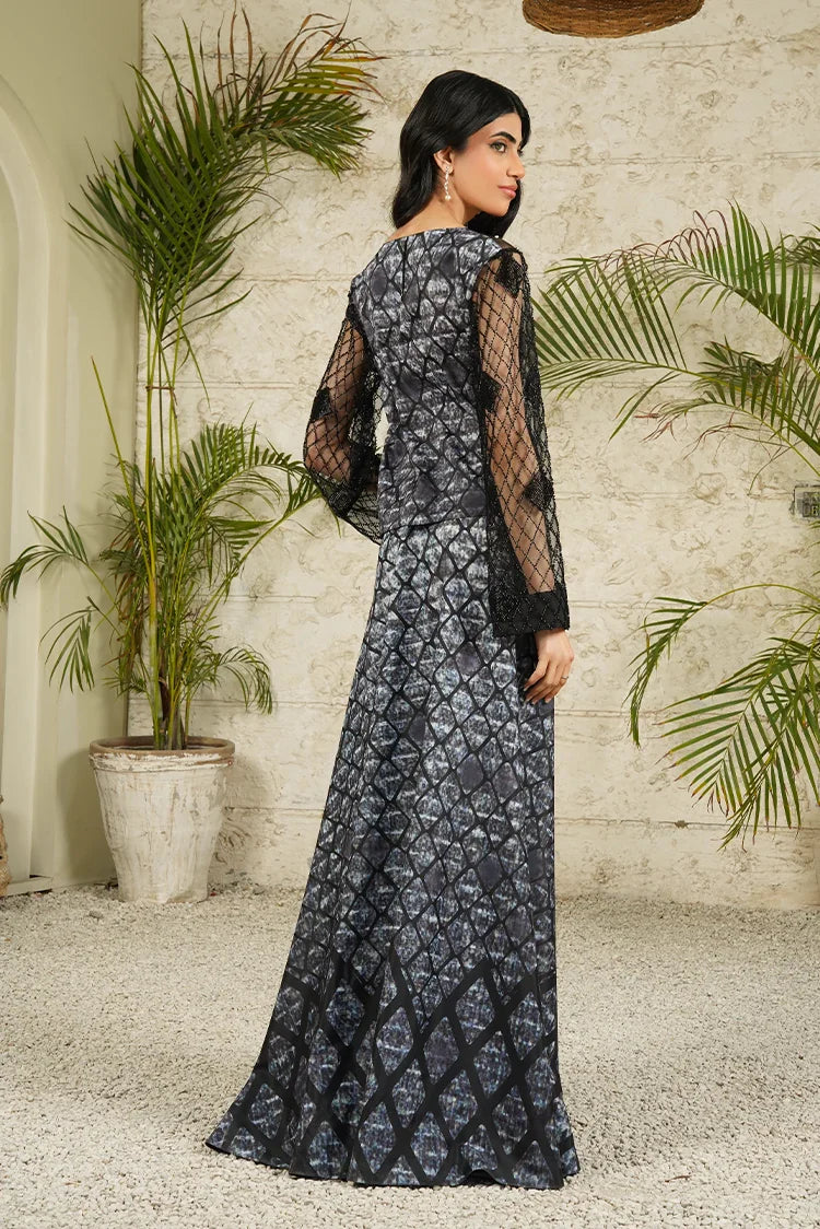 Picture of Stitch Vibes - Ravayah Eid Collection Vol 1 - Serpent Noir Crop Top Skirt - Available at Raja Sahib