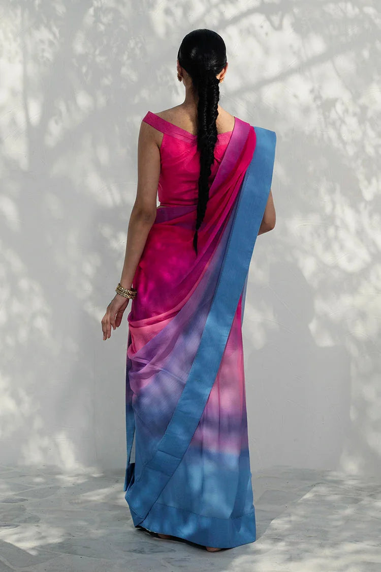 Picture of Nooran's - Renee Saree Collection - Elegant Pink & Blue - Available at Raja Sahib