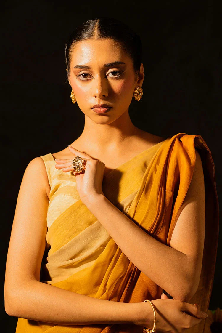 Picture of Nooran's - Renee Saree Collection - Sunset Yellow - Available at Raja Sahib