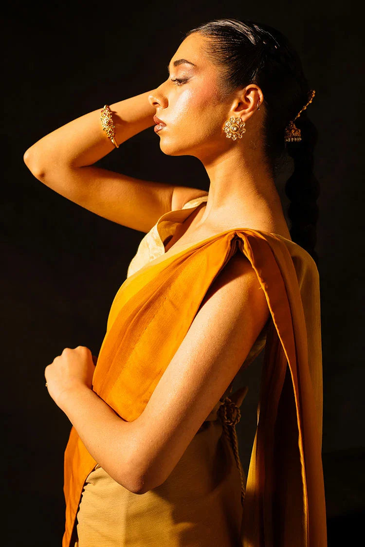 Picture of Nooran's - Renee Saree Collection - Sunset Yellow - Available at Raja Sahib